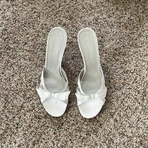 White all leather heels